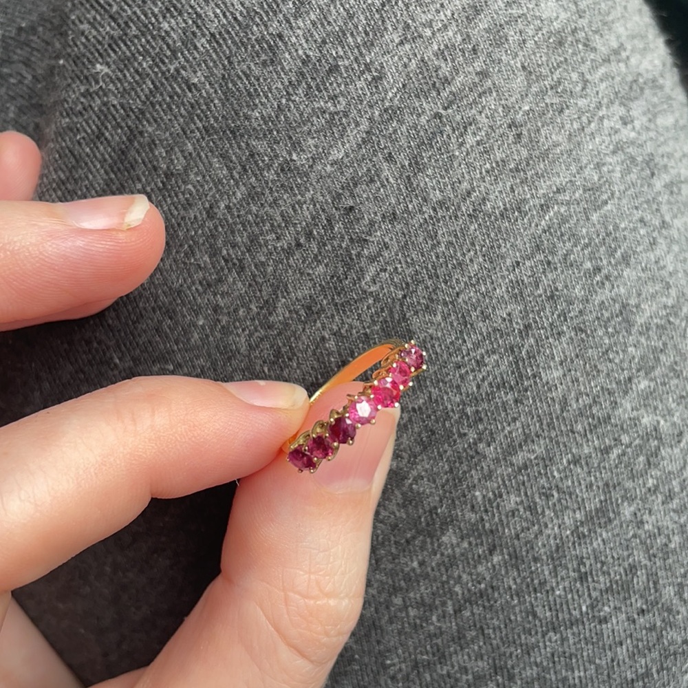 Ruby half eternity band 18k gold - Picture 8 of 17